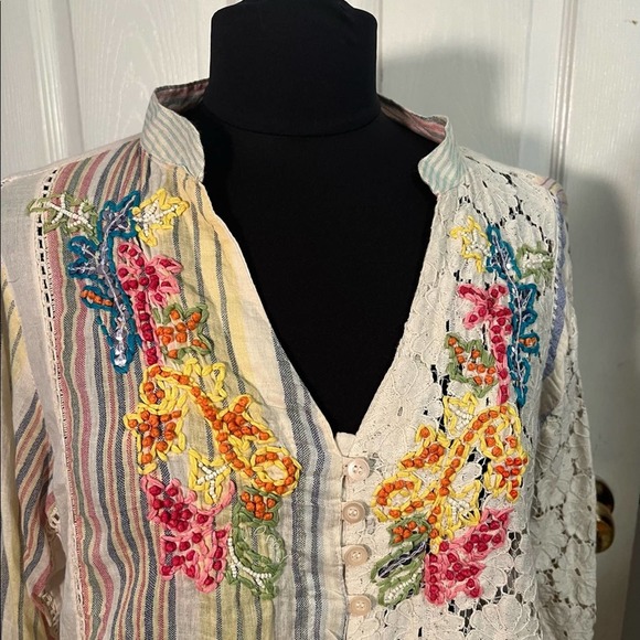 Colori di Mare Beachwear Embroidered & Lace Detail Cover Up Tunic Top L/XL - Picture 2 of 5